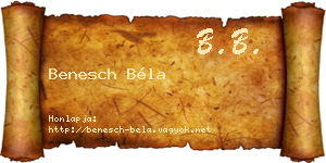 Benesch Béla névjegykártya